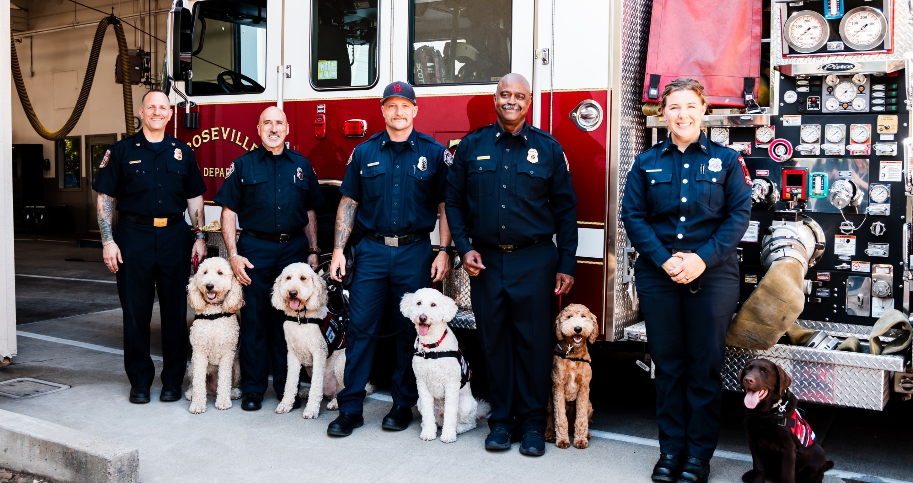 Therapy dog providing emotional support in a group session