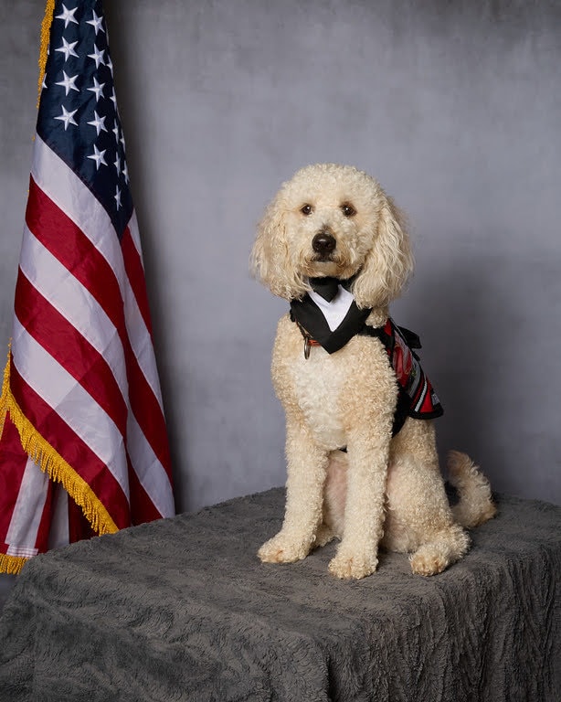 Boots at the Firefighters Burn Institute table