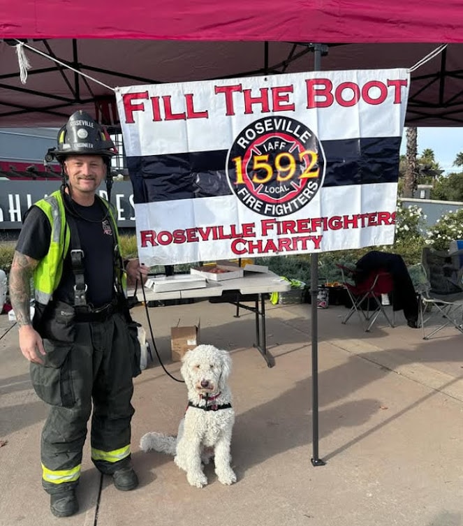 Captain Charlie at a Hearts 4 Heroes community event with Roseville Fire